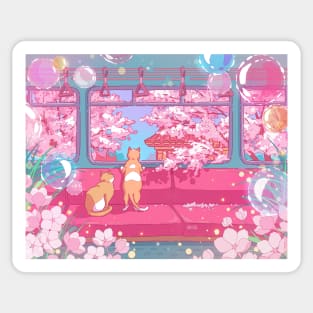 The cute cats on the train Sticker